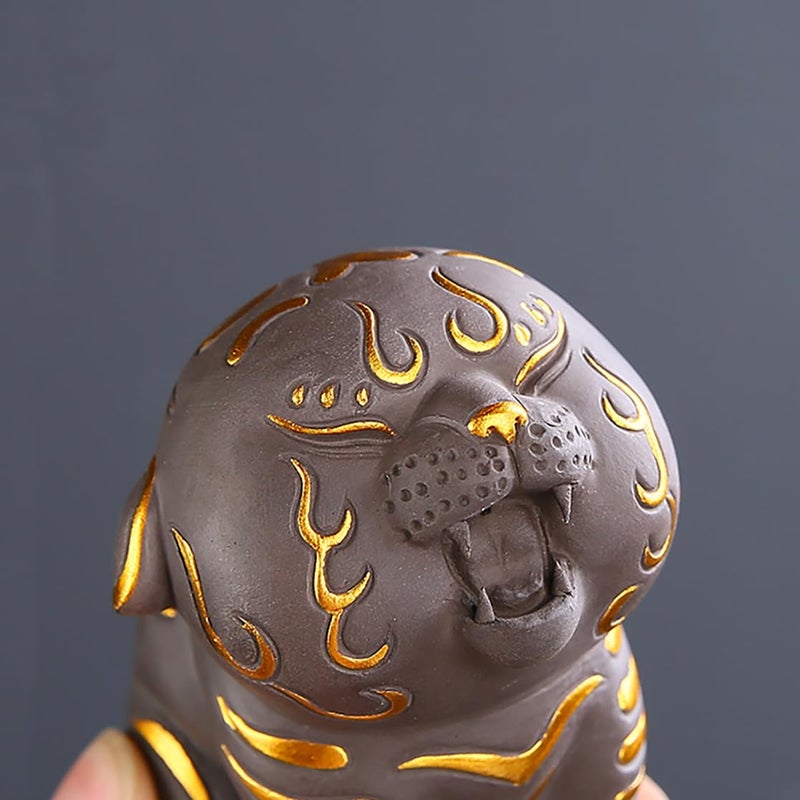 Hoobar Zisha Kung Fu Tea Pet - Cute Tiger Ceramic Decoration Ornament for Tea Fans - Image 3